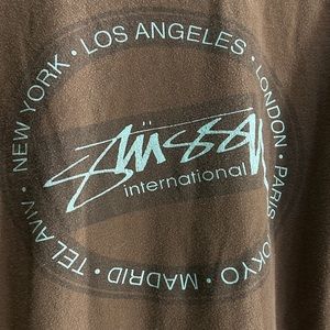 unisex Stussy long sleeve tee. brown and blue color way size small.Slightly worn